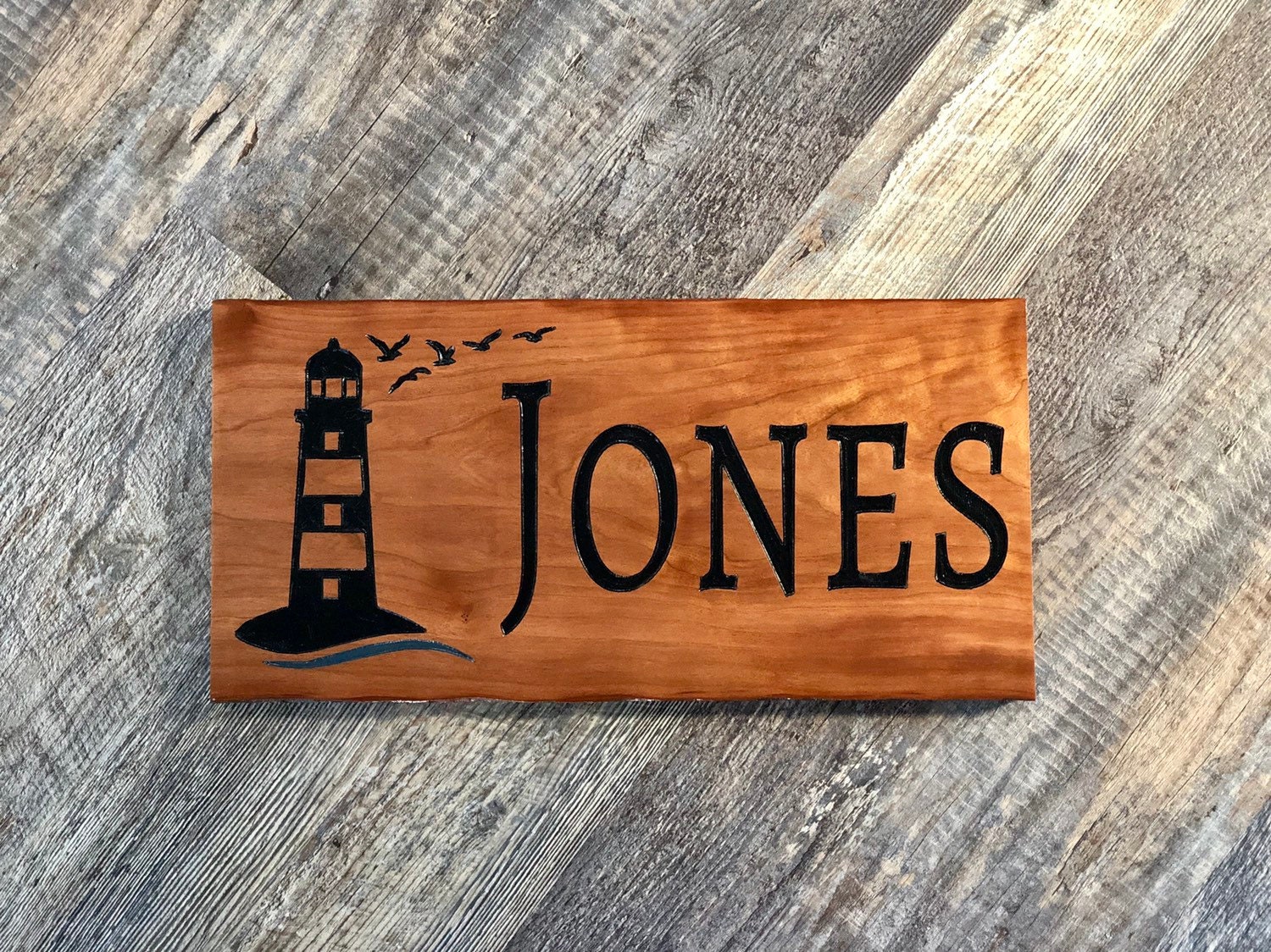 Lighthouse Wood Sign Nautical Last Name Sign Custom Name Etsy