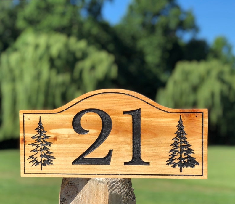 Classic Cedar House Number Engraved Plaque Housewarming Gift Etsy