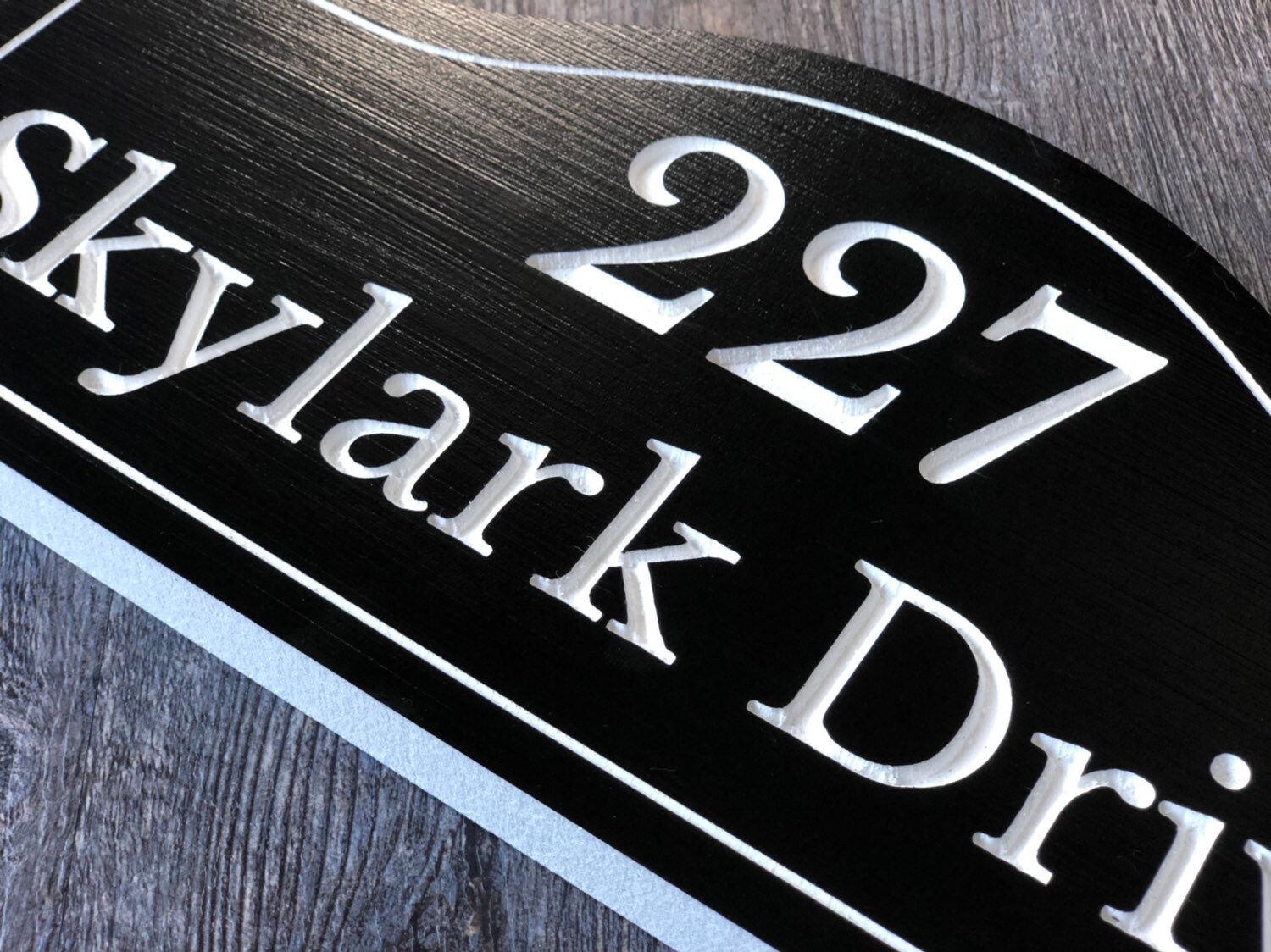 Large Classic Black House Number Engraved Plaque, Housewarming Gift