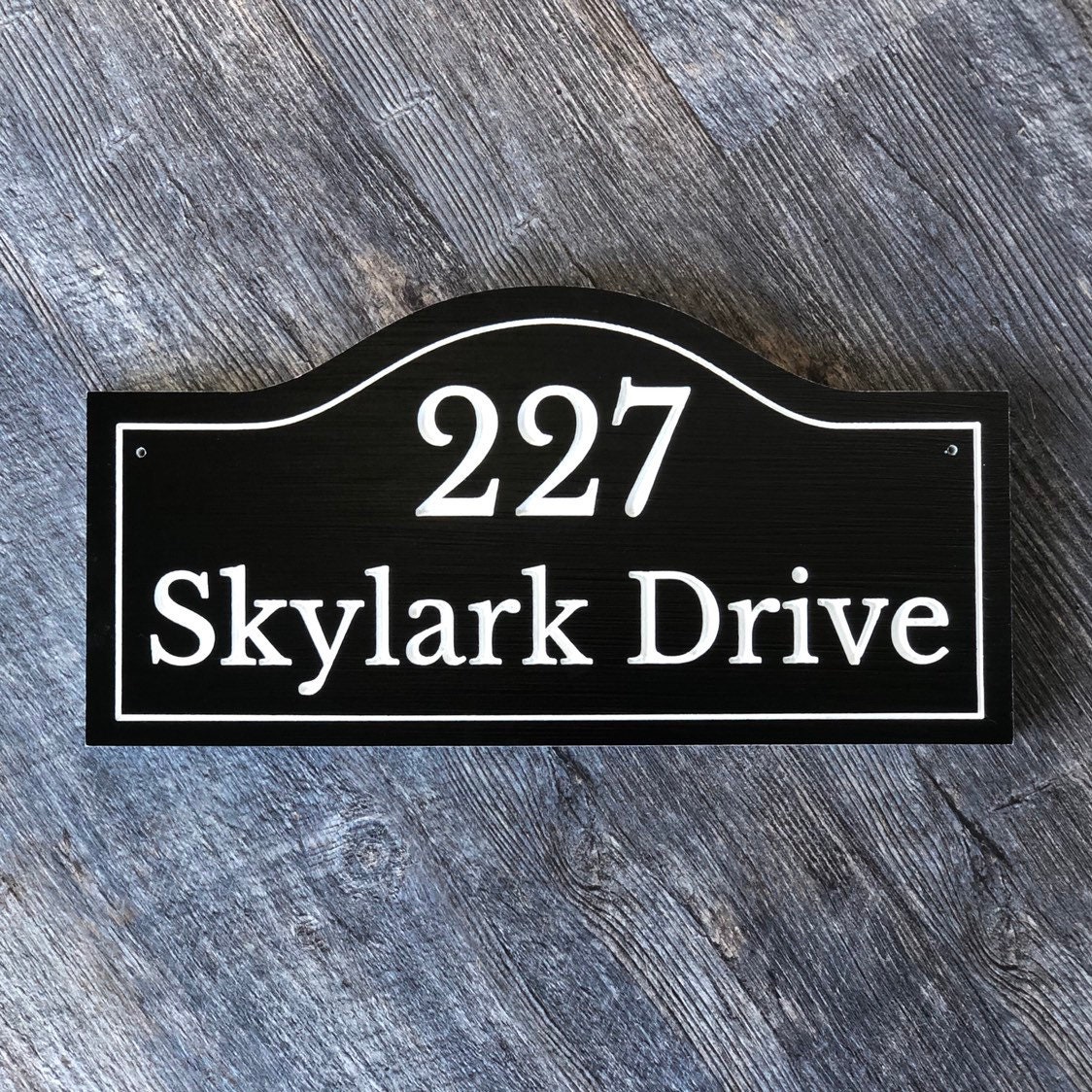 Large Classic Black House Number Engraved Plaque