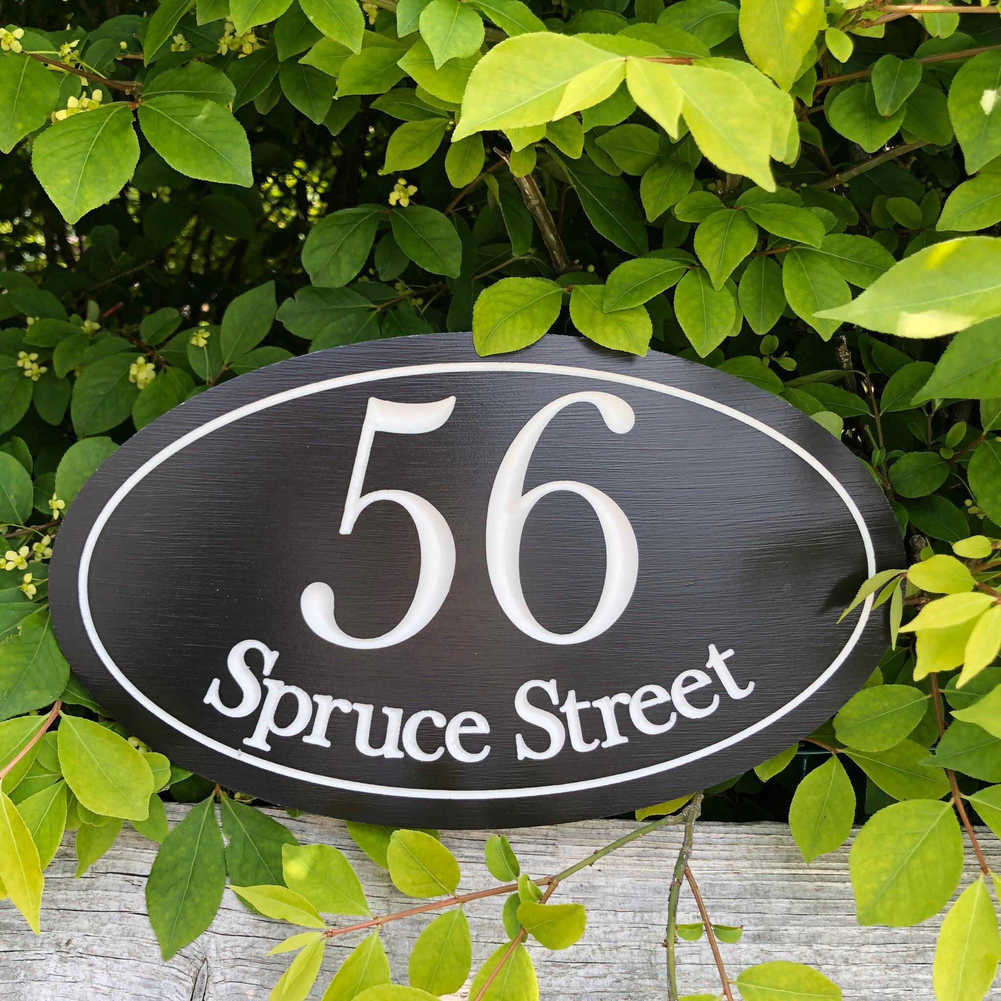Oval House Number Engraved Plaque Housewarming Gift Realtor Gift 