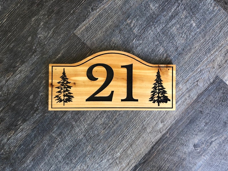 Classic Cedar House Number Engraved Plaque Housewarming Gift Etsy