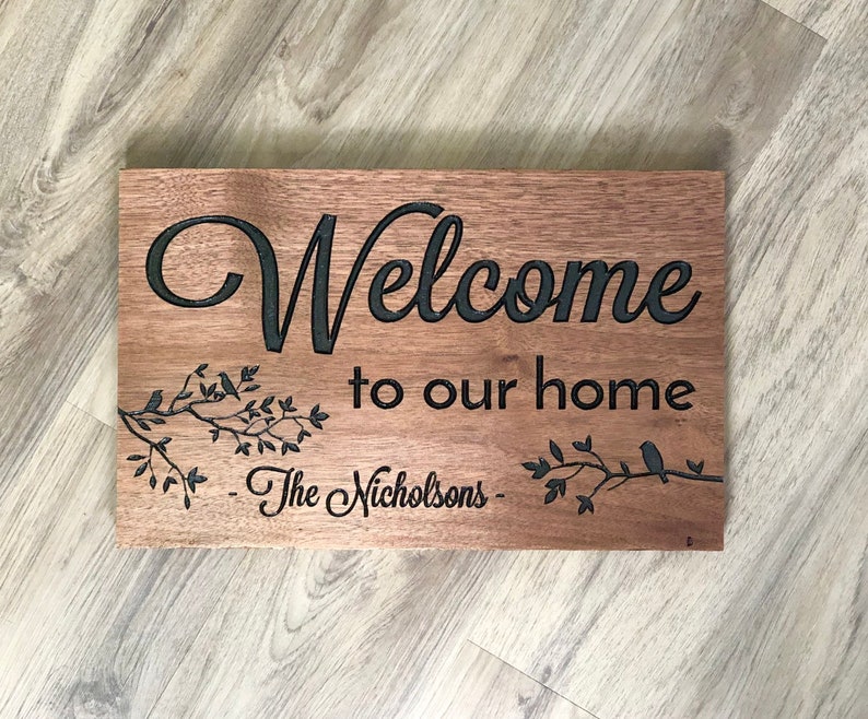 Personalized Welcome To Our Home Sign Carved Wooden Welcome | Etsy