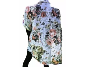 NUOVO Lagenlook jersey di cotone stretch stampa a strisce a cerchio 2 Tasche Tunica Dress 42/"