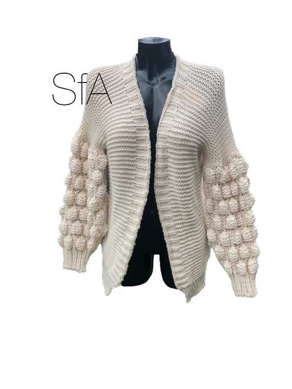 Cardigan, quirky Bubble Sleeve Cardigan, Soft Texture, Size 10-14, Full Sleeve, limited addition.