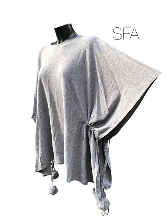 Lagenlook drawstring poncho, very soft mixed wool and fibres. In black or taupe. Size 3XL
