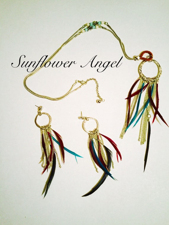 Dream catcher necklace and earring set, gift boxed, beautiful present.