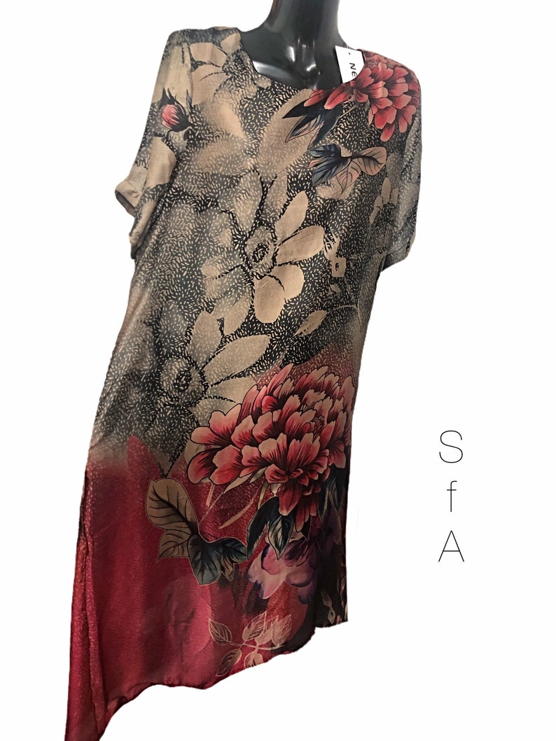 Stunning lagenlook silk lined Neslay flower dress. | Etsy