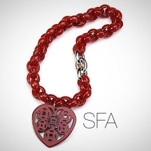 Abby statement piece, chunky heart necklace in 3 different colours Red