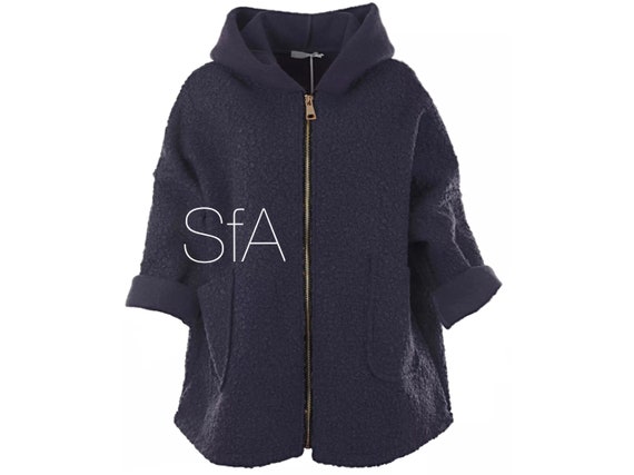Textured wool, teddy bear feel, soft hooded jacket, with pockets, size 10 12 14 16 18 20, 2XL