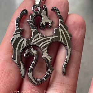 Steampunk style dragon necklace, goth, unisex. In 2 tone style.