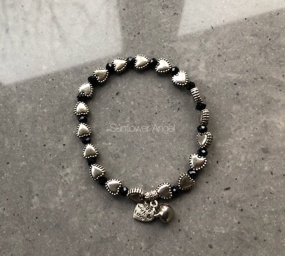 BRACCIALE METALLO CON CIONDOLO GRANDE CUORE IN ARGENTO TIBETANO - E