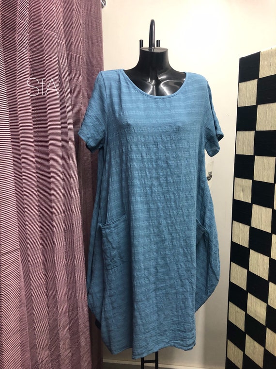 Lagenlook cotton, cheese cloth dress, with free necklace. Plus size