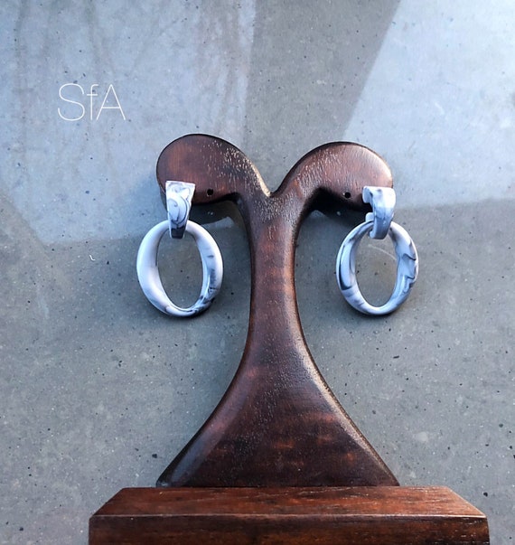 Lagenlook grey marbled effect earrings. Acrylic earrings. For pierced ears.