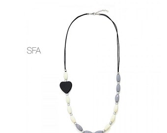 Lagenlook stunning long acrylic cubes and heart beaded necklace, on a twin cord thread.