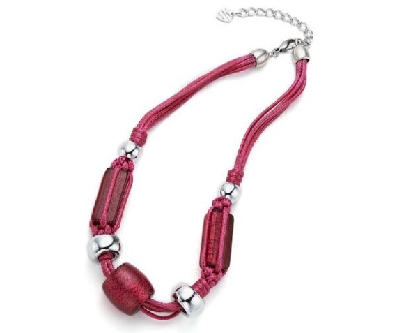 The Rita necklace, in rustic pink with multi thread cord and lobster fastening. Lagenlook