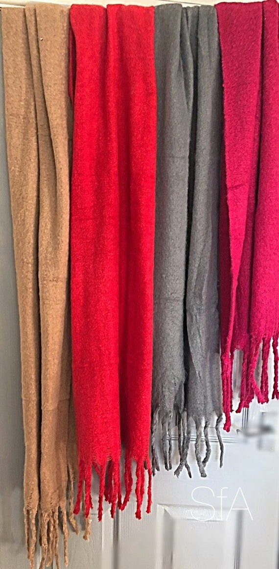 Unisex, Blanket scarves. Super soft long panel scarf. In 4 different shades. Wool and acrylic mix