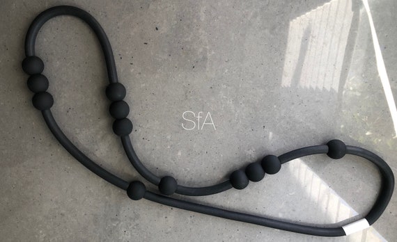 Lagenlook, geo, rubber ball necklace in grey or Black