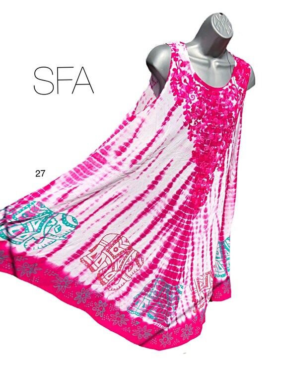 Fabulous floaty hippy chic elephant sun dress or tunic, with embroidered front panel. In 6 different colours regular and plus size.