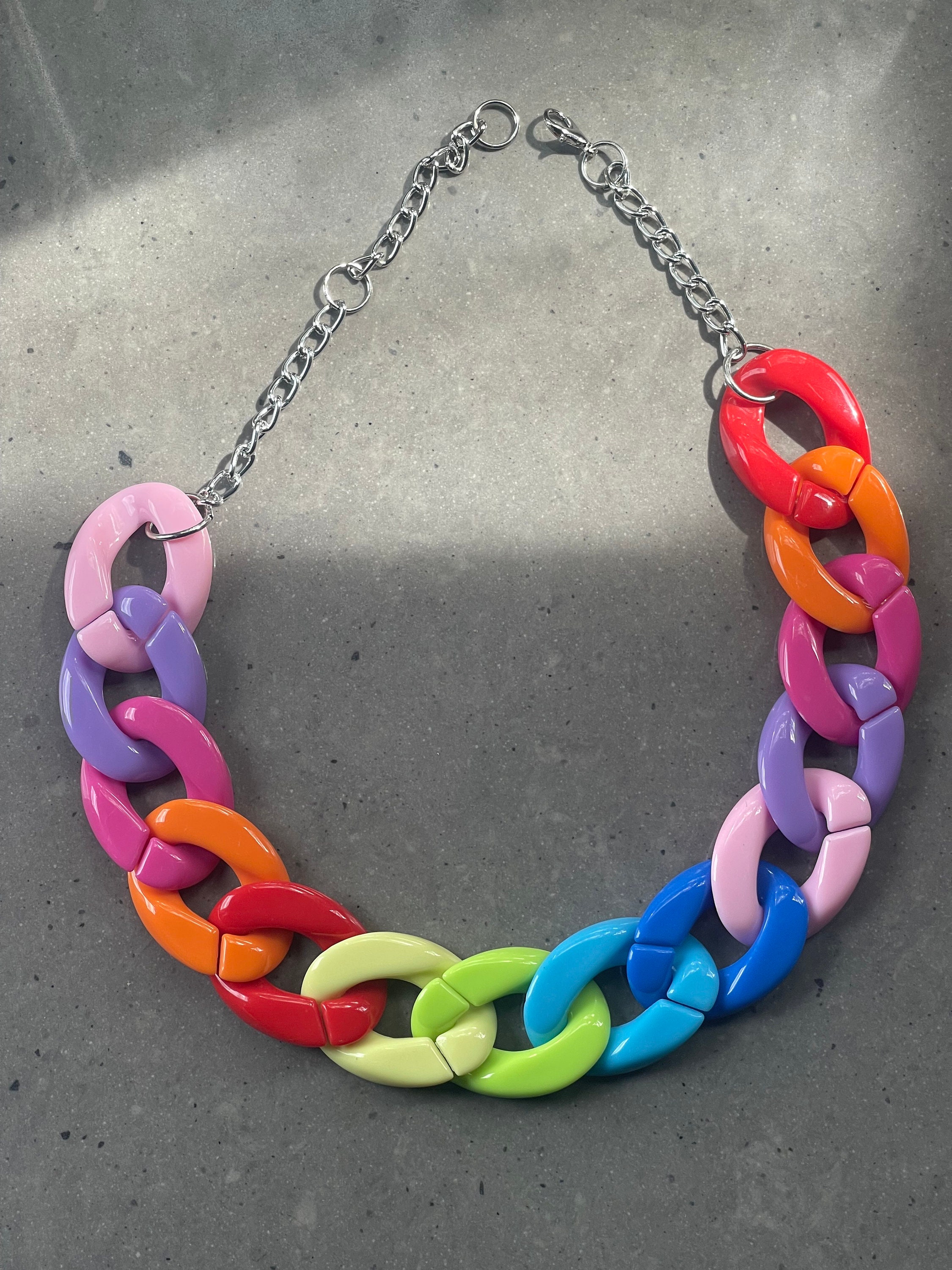 Large Acrylic Rainbow Necklace, With Lobster Clasp. - Etsy