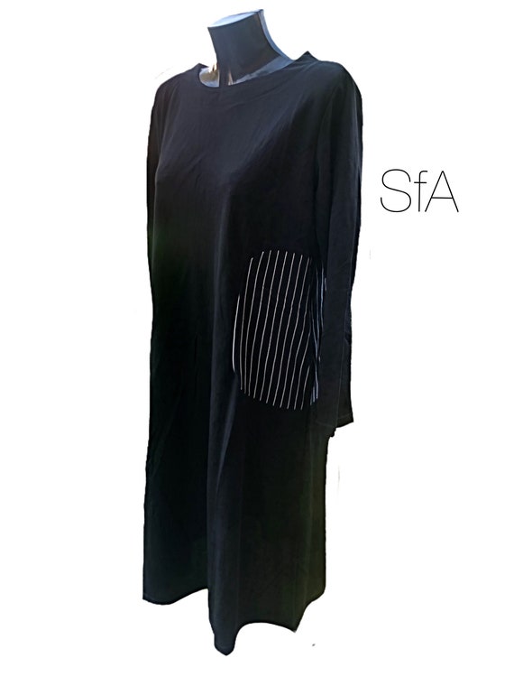 Stunning lagenlook black Neslay dress, with ribbon design. Size UK 14, 16, 18, size 2XL