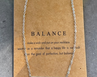 Silver Plated Balance Bar Necklace, Diamond Cut Bar (20 inch)
