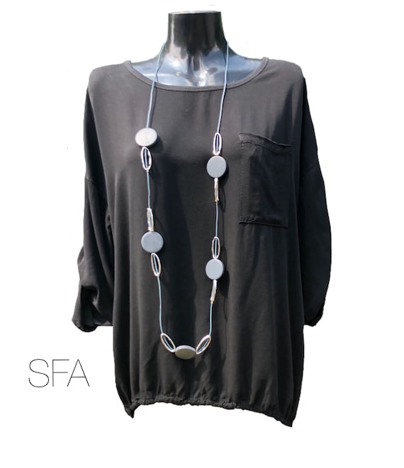 Lagenlook Stunning long sleeved tunic, blouse, top, with drawstring split bottom a the back, last one . XXL