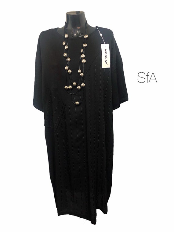 Stunning lagenlook black Neslay dress, with ribbon design. Size UK 14, 16, 18, 20, 22 size 4XL