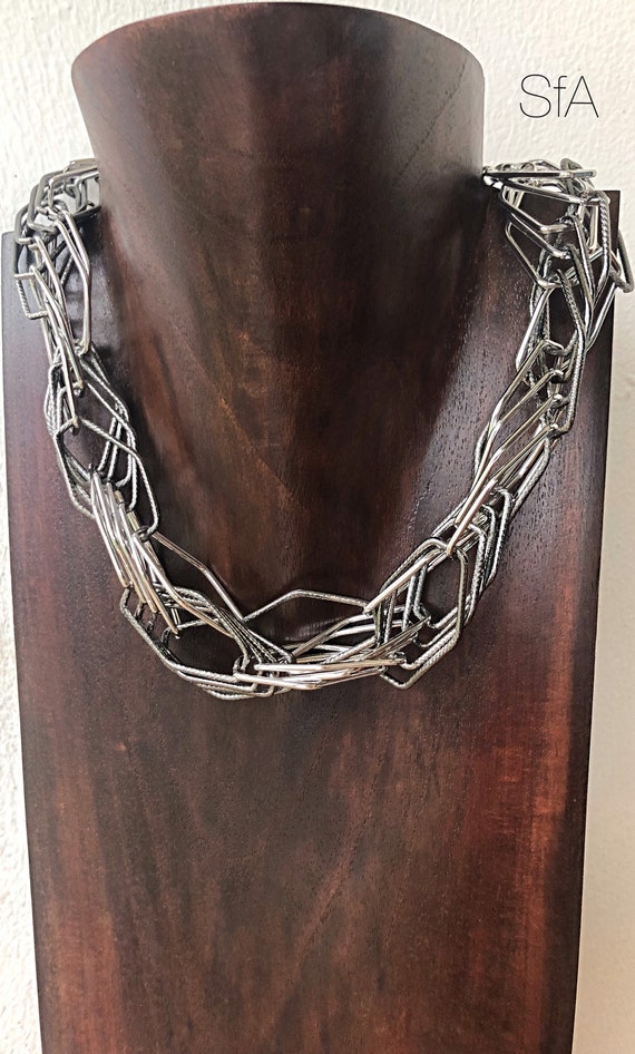 The Alisha geo multi tangled rhodium and gunmetal necklace, very lagenlook