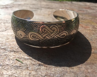 Bracciale, bracciale, bracciale vintage orientale a forma di pesce, design intricato.