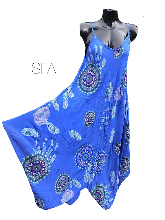 Strappy sundress, with handkerchief hem. One size reg, 12 14, 16, 18. 5 colours