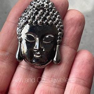 Steampunk style lady Buddha necklace, goth, unisex. In 2 tone style.