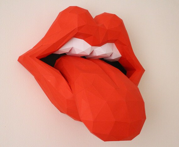 Rolling Stones Lips With Tongue Paper Trophy Low Poly Etsy Rolling Stones Lips With Tongue Paper Trophy Low Poly Etsy