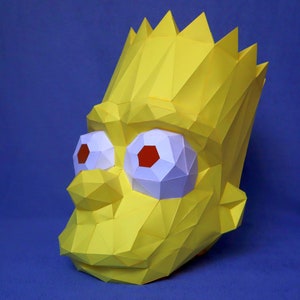 Bart Simpson Papercraft Mask: Low Poly Template (PDF, DXF)