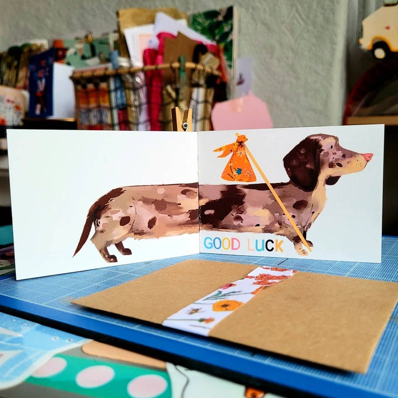 Sausage dog, fold out Good-Luck Card image 3