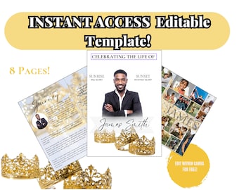Elegant Crowns Funeral Memorial Obituary Template - Erstellen Sie eine dauerhafte Hommage