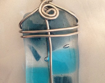 Blue Fused Glass Pendant