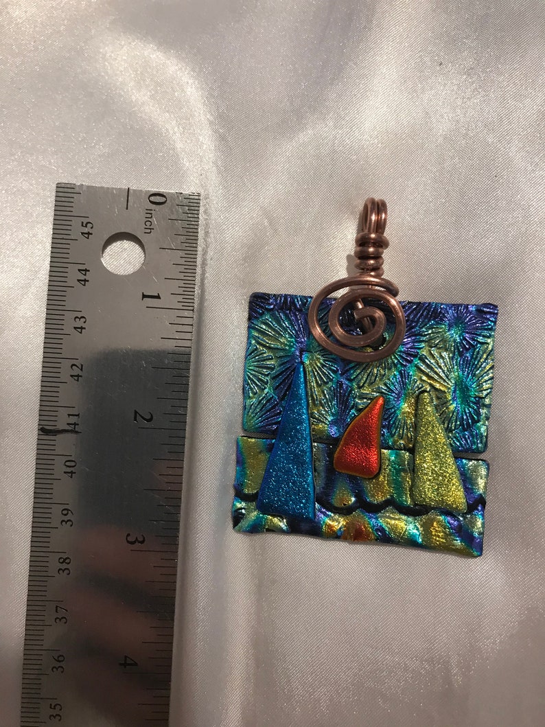 FIREWORKS on the BEACH from the BOAT    Dichroic glass pendant