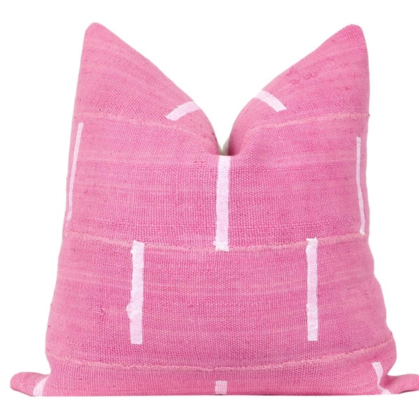 Pink Mudcloth Pillow Cover