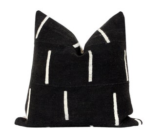 Black Mudcloth Pillow Cover