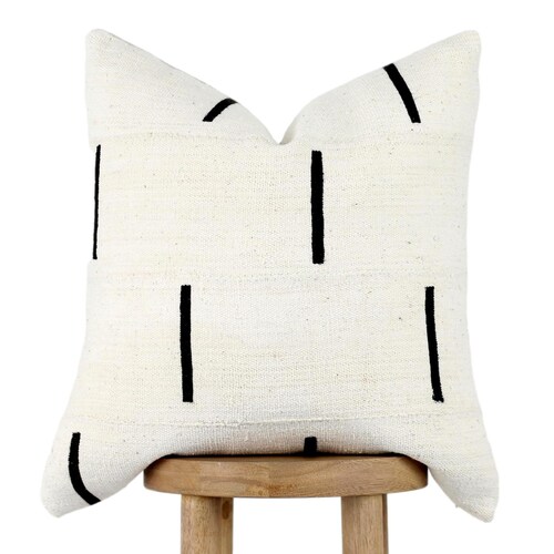 White Mudcloth Pillow Cover 22x22 African Pillow Cream White Etsy