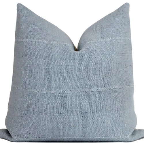 African Mudcloth Pillow Cover Light Blue/grey Rust Diamond Etsy