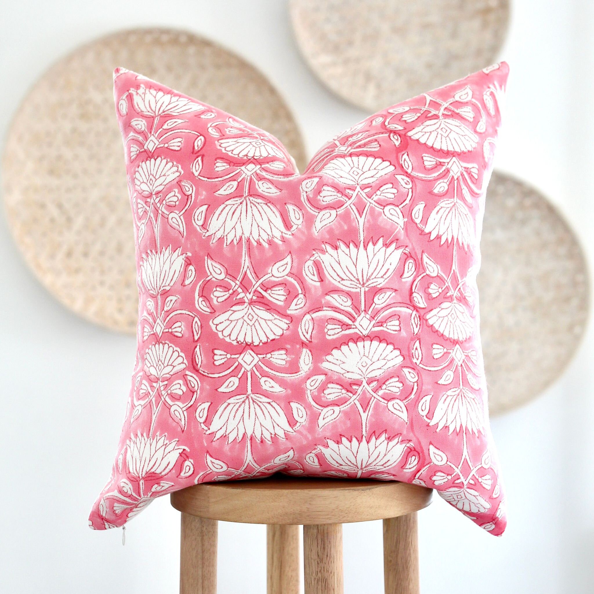 Pink - Sanganeri Block Print Pillow Cover (Set of 2) 19