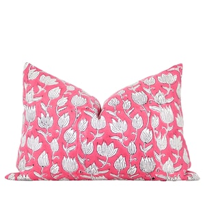 Pink Block Print Pillow Cover