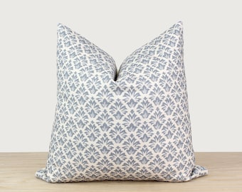 Blue Block Print Pillow Cover