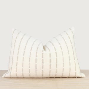 Cream Textured Pillow Cover - Woven striped throw pillow cover - neutral boho decor - modern farmhouse coastal pillow cover