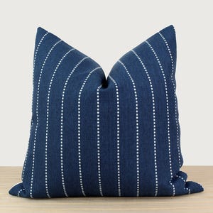Blue Woven Stripe Pillow Cover