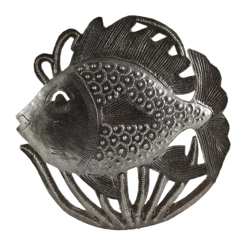 One Fish Haitian Metal Art Recycled Metal Art Oil Drum Etsy
