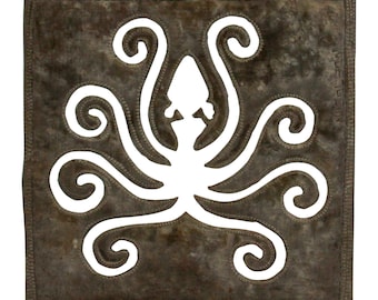 octopus, kraken,  metal art, recycled metal art, oil drum, recycled oil drum, metal decor, recycled decor, outdoor art, steel drum art