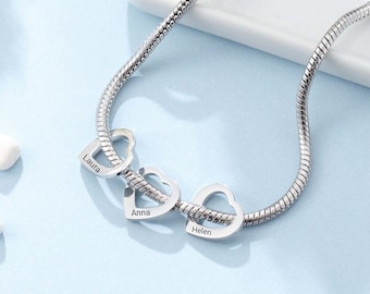Cadeau personnalisé pour maman - Bracelet personnalisé avec prénoms d'enfants, cadeau de bijoux pour mère de la part d'une fille ou d'un fils, idée cadeau d'anniversaire de maman ou de fête des mères